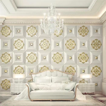 beibehang papel de parede Personalizado 3d murais de ouro em relevo lattice luxo simples Europeia soft bag PLANO de fundo, papéis de parede decoração da casa  10