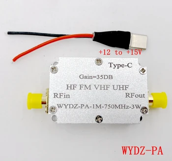 1Pcs 1M-750M 3W HF FM VHF UHF Transmissor de FM de banda Larga RF Amplificador de ondas Curtas Amplificador de Potência com Shell  5