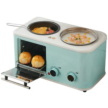 Elétrica 3 Em 1 Família Pequeno-Almoço Máquina De Mini Pão Torradeira Forno Omelete Frigideira Panela Quente Caldeira Food Steamer  5