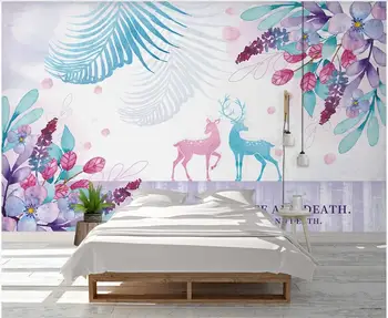 3d papel de parede personalizado com foto mural Moderno roxo planta tropical folha de bananeira placa de madeira elk casa de decoração de papel de parede para parede 3 d  10