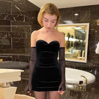 2021 Verão de Mulheres Sexy Slim Saco Quadris Mostrar Vestido de Ombro  1