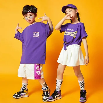Dia das crianças desempenho roupas de hip hop coreano versão umbigo exposto meninas de dança e performance de jazz roupas dos meninos do hip hop terno  5