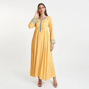 2022 verão Árabe vestido das mulheres de moda de algodão confortável vestido de roupas femininas da época  5