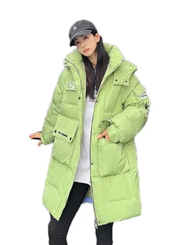 Para baixo Acolchoada Coats Mulheres comprimento Médio de 2022 no Inverno Popular Novo Casaco de Algodão Versão coreana Solta Engrossado Calor com Capuz Parkas  4