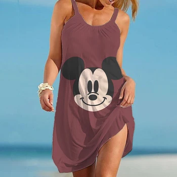 Sexy, Solto Moda Funda à beira-Mar Praia sem encosto Boutique Verão de Impressão 3D Vestido de 2022 Disney Mickey e Minnie Vestido de Praia  4