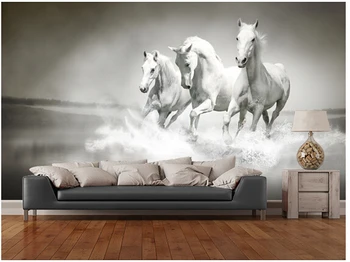Personalizado papel DE parede infantil.Cavalos Preto & Branco murais para a sala de crianças sala de estar, sala de TV de definição de parede papel de parede impermeável  10