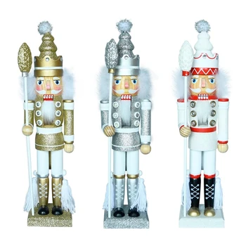 De 16 Polegadas de Madeira, quebra-nozes Ornamentos Soldado do Rei Estatueta Boneco de Brinquedo Decorações de Natal Férias de Decoração de Casa de B03D  5