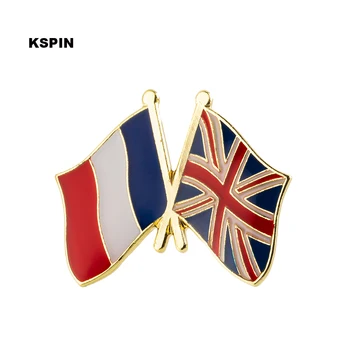 França e Reino Unido Amizade Bandeira Pino de Metal Emblemas Decorativos Pinos Broche para Roupas  5