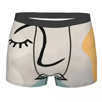 Cara Resumo A Arte De Linha Cuecas De Algodão Calcinha Underwear Masculino Impressão Shorts Boxer Briefs  5