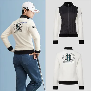 Vestuário de golfe de mulheres de outono e inverno malha de lã para baixo de golfe senhora jaqueta à prova de calor  3