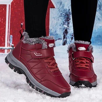 Mulheres De Inverno Ao Ar Livre Botas De Neve, Mantenha Quente Mulher Térmica Sapatos Confortáveis Pele Por Dentro Sapatos De Algodão Mulheres Botas De Neve De Passeio  5