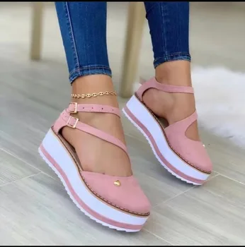 BKQU Verão as Mulheres o Aumento da Altura Sandálias de Moda de Nova Baotou Amor Televisão Plataforma Sapatos de Mulher Plus Size Casual Sapatos femininos  10