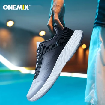 ONEMIX Tênis Para Homens Respirável de Amortecimento Mulheres antiderrapante Sapatos de Desporto de Luz ao ar livre, Andando de Sola de Borracha Massagem Tênis  4