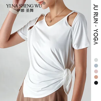 Verão Top Off-a-ombro Sexy Camisas de Yoga Mulheres mais Soltas manga Curta em Execução Blusa Ginásio de Esportes Profissionais, T-shirt  5