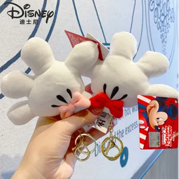 Disney do Luxuoso Keycring Anime desenhos animados de Mickey Palma laço Vermelho de Pelúcia, Chaveiro Kawaii Mochila Ornamento Pingente de Presente Para as Meninas  10