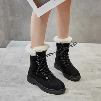 Sapatos de luxo Inverno Botas de cano Alto de Mulheres de Salto Casual Sapatos de Plataforma para as Mulheres 2022 Nova Quentes de Pelúcia Botas de Neve de Punk Feminino  4