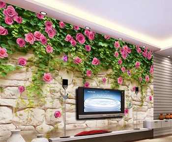 Pedra personalizado papel de parede estampado, cor-de-rosa rosa murais para a sala de estar, quarto de casamento na parede do fundo impermeável papel de parede  10