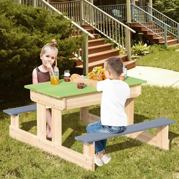 3-em-1 Exterior, mesa de piquenique de Madeira Filhos de Água de Areias de Mesa com o Jogo de Caixas Apropriado para ao ar livre do Parque Quintal Pátio Quarto de Crianças  10