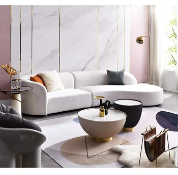 Luz moderna de luxo pano sofá da sala de estar pequena família, italiano minimalista net sofá vermelho combinação arc design criativo  10
