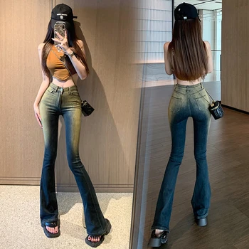 ILARES Calça Jeans Mulheres de Vestuário Feminino Y2k Mulheres de Calças Jeans Flare Mulher de Cintura Alta Vintage Roupas de Streetwear coreano Moda  4