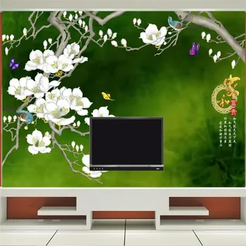 Casa rica e pintados à mão em flor rico TV na parede do fundo Chinês mural de parede Personalizados mural  10
