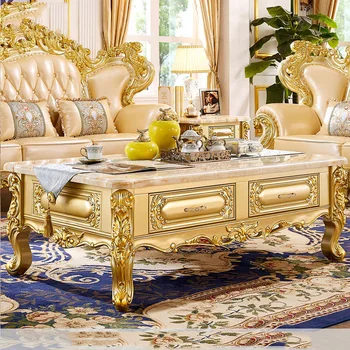 antiguidades em estilo Europeu, francês, italiano mão esculpida em mármore champagne gold mesa de café yff07  10