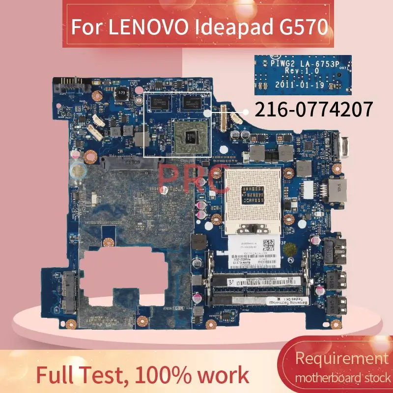 Para LENOVO Ideapad G570 Laptop placa-mãe LA-6753P 216-0774207 HM65 memória DDR3 placa-mãe