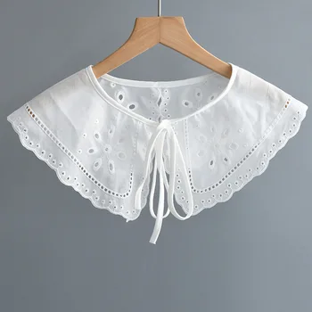 Linbaiway Verão Laço Falso Colares para as Mulheres, Camisa, Blusa Destacável Gola Mulher de Branco Lace Decote de Ombro Envolve Falsificação de Colarinho  10
