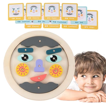 Quebra-cabeça de Educação infantil de Madeira Bebê do Exercício Mãos sobre o Cérebro de Jogar Imaginar o Rosto de Mudança de Jogo no Início Material de Educação Sensorial Para  10