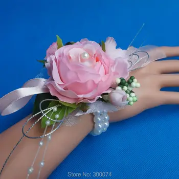 Decoração De Casamento Da Dama De Honra De Pulso Buquê Artificial Rosa Chá Flores Decorativas De Eventos & Festas Decoracao De Casamento  10