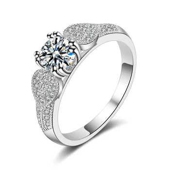 Luxo Anéis de Prata 925 Jóias Ornamentos com Zirconia Cúbico Pedras Anel de Dedo de Acessórios para Mulheres de Casamento Noivado  10