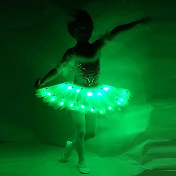 2022 Meninas Novas' Cisne Ballet Vestido de Traje de Dança Saia Tutu com DIODO emissor de luz 5 Cores XXXS-XXXL  3