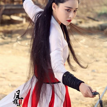 Branco Vermelho Traje Heroína mais nova TV Play Fronteira-Cidade Pródigo Zhang XunYu Mesmo Design Hanfu Espada Mulheres Desempenho Hanfu  4