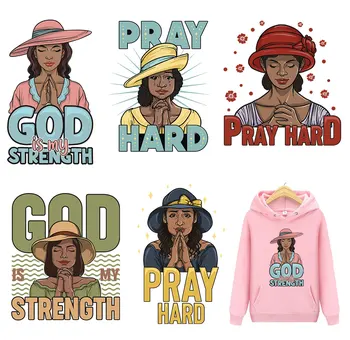 Moda Afro, Roupas de Meninas Adesivo Para T-Shirt, Jeans Oração a Deus Senhor, a Fé Diy de Transferência de Calor de Um nível Lavável Roupas Decalque Novo  5