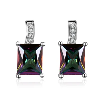 Delicado Presente De Jóias De Moda Místico Cristal Arco-Íris Cor De Prata Brincos Para Mulheres E2140  10