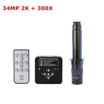 34MP 2K 60FPS HDMI USB Industrial de Vídeo Digital de Solda Microscópio com Câmera de lente de aumento com 100X 180X 200 X 300 C-mount Lente de Zoom  5
