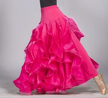 dança de salão saia oversize valsa saia flamenco saia desgaste de dança salão de baile cor-de-rosa vestido de dança moderna trajes personalizados  4