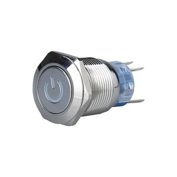 De Metal, Interruptor de Botão de pressão Impermeável Auto-lock comutador de Jog com Potência de sinal da lâmpada de Tamanho de Furo 19mm  10