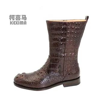 hulangzhishi Manual de personalização de couro de crocodilo zíper Homens botas de crocodilo alta corte crocodile boots, botas de Couro de homens  10