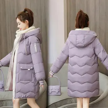 Capuz para baixo as mulheres jaqueta de 2022 moda inverno casual pão mulheres parkas bolso aquecido longo casaco feminino sólido zíperes jaquetas de senhoras  10