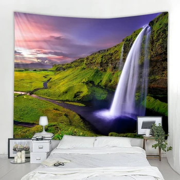 Cachoeira bonita paisagem na parede decoração tapeçaria art deco cobertor, cortina de enforcamento na casa quarto sala de estar  10