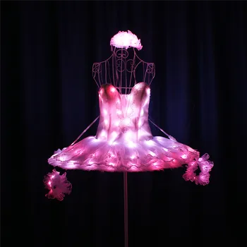 DMX512 Programável da cor completa diodo emissor de luz de vestido de cantor executar usa RGB colorido ballet saia figurinos led roupa rave bar  10