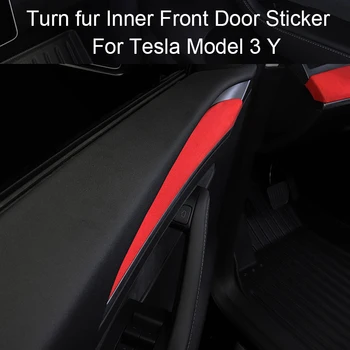 Tesla Model 3 Y 21-22 Vire a pele Interna da Porta Frontal do Painel de Camurça Adesivo 2PCS  10