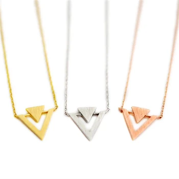 Moda triângulo colares Triângulo inserir geométricas pingente colares Personalidade da superposição triângulo colares para as mulheres  10