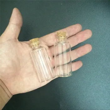 28*65*12.5 mm 25 ml Limpar Garrafas de Vidro Com rolha de Cortiça Pequena Transparente Mini Garrafa Vazia de Frascos de Vidro Frascos 24pcs Frete Grátis  5