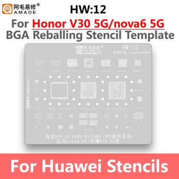 Amaoe HW12 BGA Reballing Estêncil Para Huawei Nova6 Glória, Honra V30 5G Kirin990 Hi3690 Hi9500 CPU Plantio de Estanho Líquido Ferramentas de Reparo  5