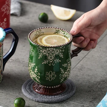 Japonês pintado a mão caneca de cerâmica, simples e elegante copo bebendo da xícara de chá de leite de pequeno-almoço copa do office home xícara de café  10