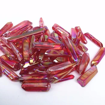 Bruto Natural Do Mineral Cristal De Quartzo Varas Galvanizados Vermelho Anjo Aura Pontos De Revestimento De Titânio Amostras  4