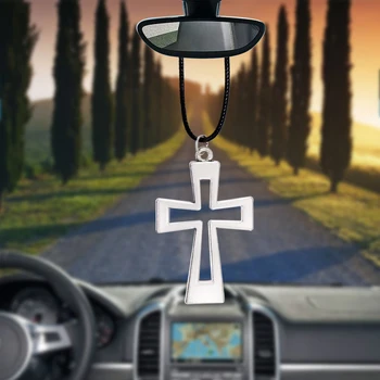 Carros Acessórios Presentes Carro Pingente De Decoração De Jesus Crucifixo Cruz Cristã Automóveis Espelho Retrovisor Pendurar Ornamentos  5