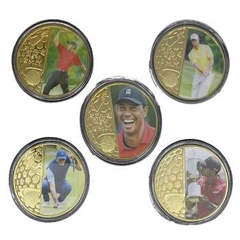 NÓS Jogador Eldrick Tiger Woods Banhado a Ouro Comemorativas de Moedas Colecionáveis Golfe e Esportes Desafio Moeda de lembranças Presentes para Meninos  0